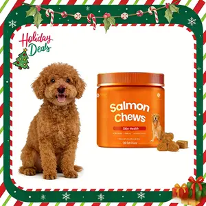 Omega-3 Fish Oil Chewable Tablets, promotes healthy skin, shiny coat, and strong joints - 120 tablets per bottle - Made with salmon oil.