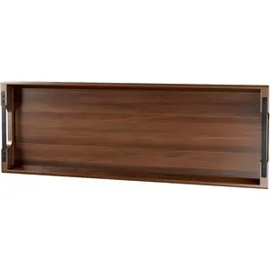 Large Acacia Wood Serving Tray with Metal Handles - 36" Long Charcuterie Board for Cheese, Meat & Appetizers - Perfect for Kitchen, Entertaining, Gatherings & Home Decor