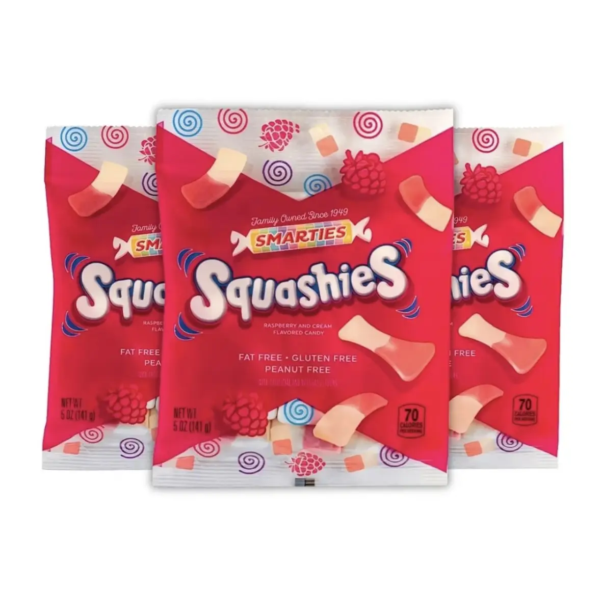 Smarties Squashies 5 OZ (3 pack) Foam Marshmallows Gummies Candy Gluten Free Gummy Candy Bulk Peanut Free Perfect for Birthday & Holiday Party Favors