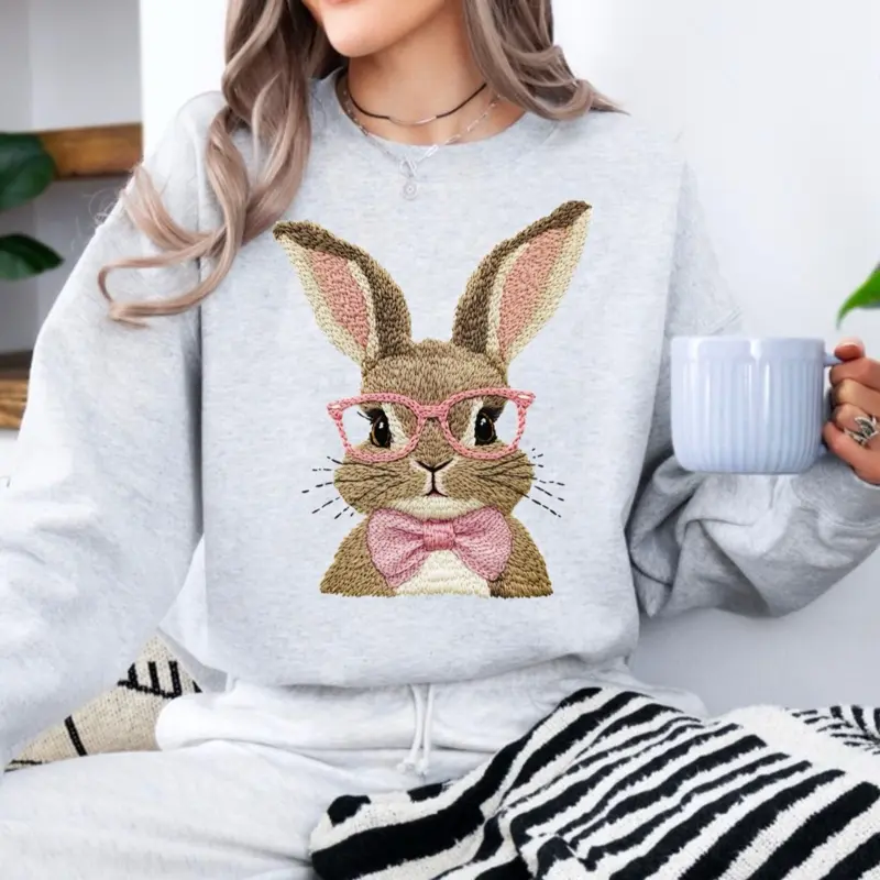 Faux  stitched bunny crew tshirt