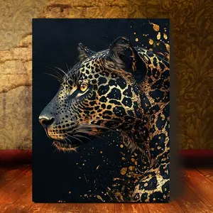 1pc 5D DIY Diamond Painting Kit, Leopard Pattern, Suitable For Beginners, Full Round Drill, Full Drill Canvas Craft, Includes Drill Tools, Diamond Art Tools, And Synthetic Diamonds, No Frame, Various Sizes Available, Ideal Wall Decor