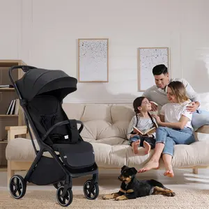 2-in-1 Travel Stroller - Lightweight, Quick Fold, One-Touch Operation, Black Design, Anti-Slip Wheels, Large Capacity Basket, Portableroller for Parents on the Go, Durable Metal Frame, Compact Stroller