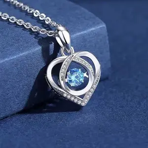 Heart of the Ocean-Blue Crystal Heart Necklace High-Quality Blue Crystals Elegant and Versatile for Any Occasion Perfect Gift for Loved Ones