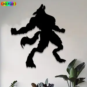 1pc Werewolf Metal Wall Art,Fierce Werewolf Statue Mural, Ideal Gift for Halloween, New Year, Fantasy Decor Enthusiasts, Rust-Resistant Metal Wall Decor Wall Sculptures, Perfect for Outdoor Fence & Indoor Wall, Gothic Style Home Decor