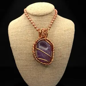 Juma CopperKing Tumbled Fluorite 24” Copper Necklace with Elegant Design and Unique Fluorite Stone