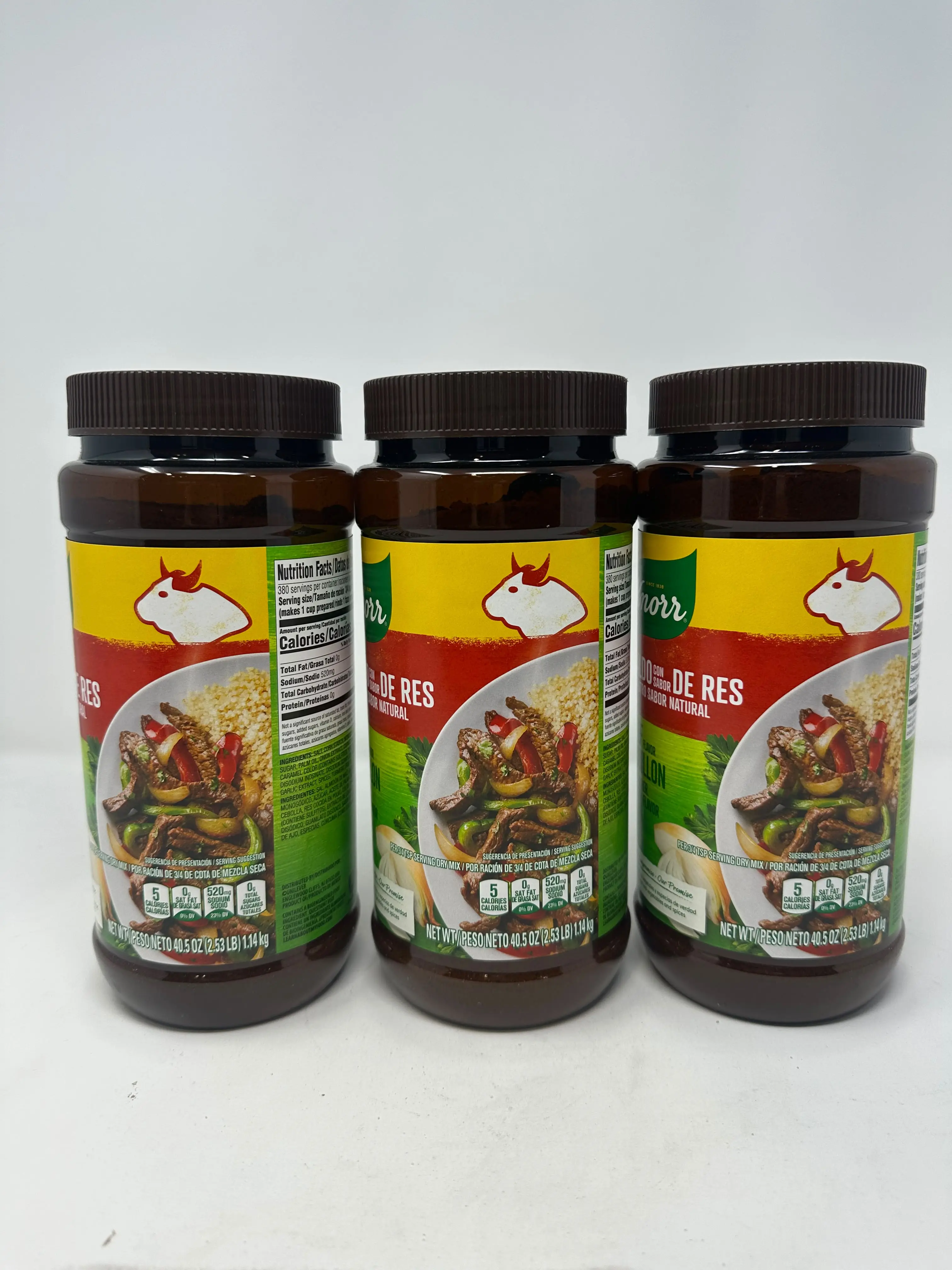 Pack of 3 Knorr Granulated Bouillon Chicken Flavor 2.53 LB - Seasoning for Chicken, Soup Powder, Taffy Beef Beef