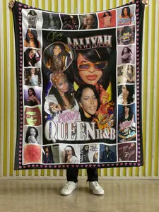 Aaliyah "Queen of R&B" Music Artist Fleece Blanket | Iconic R&B Singer Fan Art Throw | Baby Girl Home Decor Gift