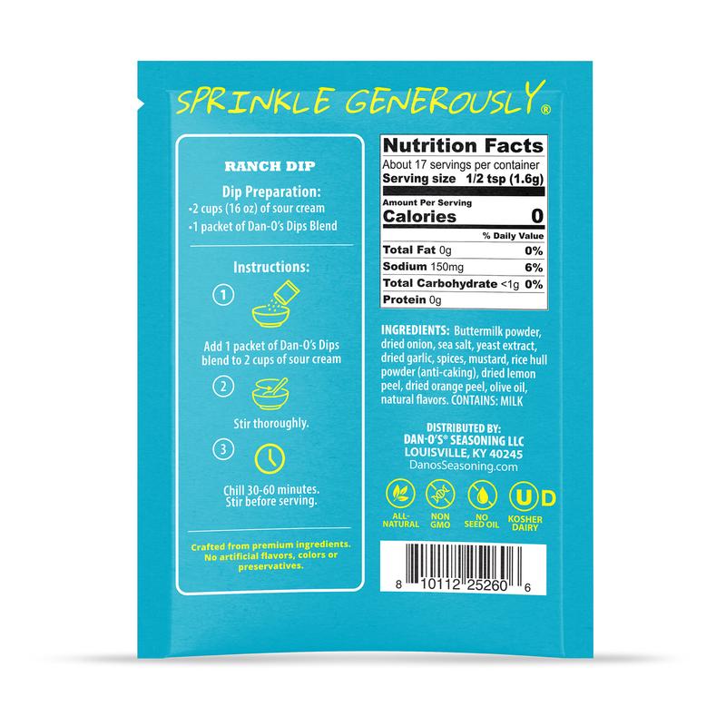 Dan-O's Dips Variety Pack - 16 Pack - Dill, French Onion, Ranch, and Mexi-Ranch (4 oz each)