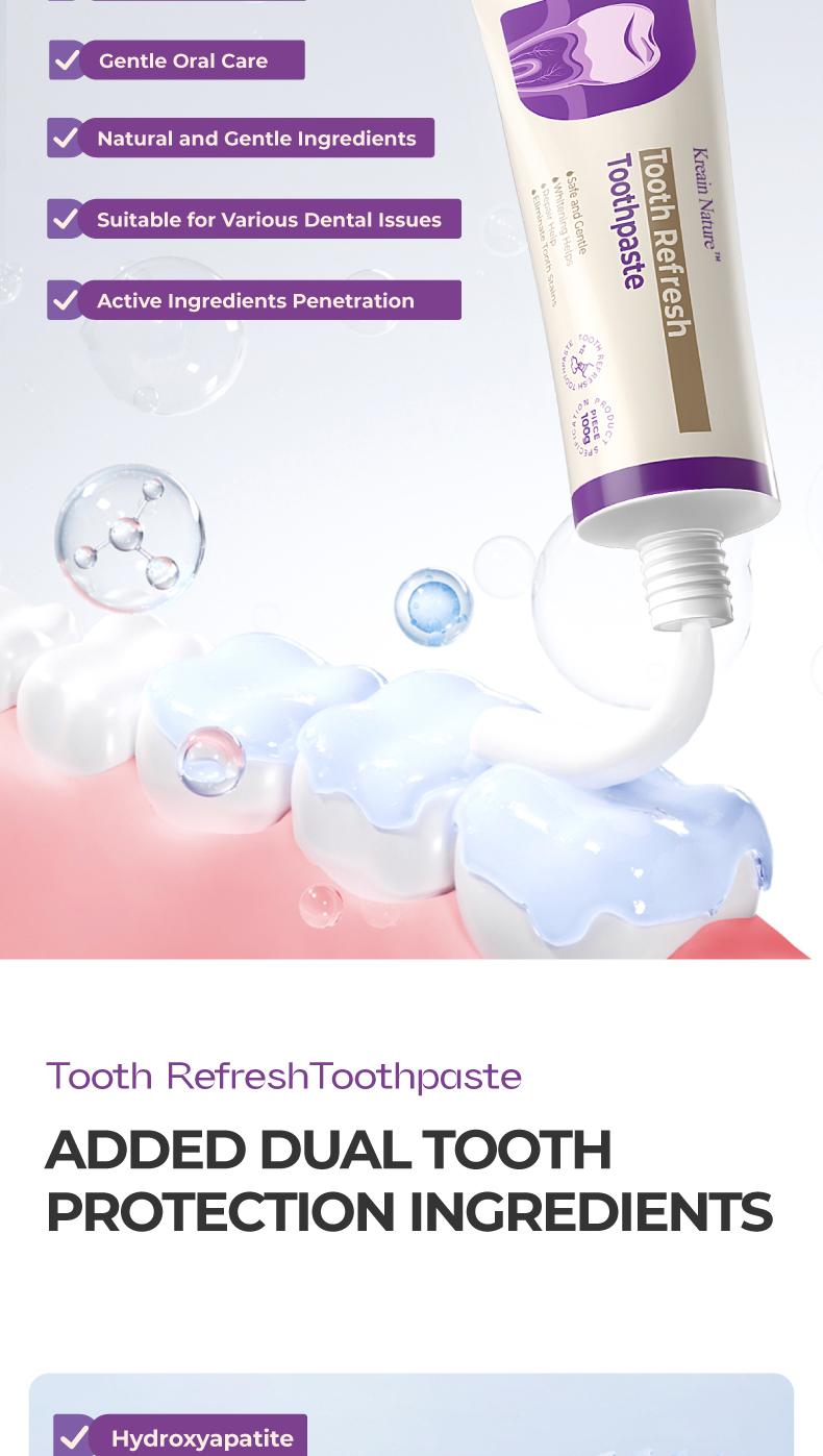 Kreain Nature Fresh Breath Toothpaste – Everyday Oral Hygiene and Gentle Deep Cleaning Toothpaste for Teeth and Gums, Suitable for Women and Men