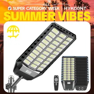 HYKOONT 9000Plus Large Solar Street Light Super Bright Flood Lights Outdoor Solar Parking Lot Lights Dusk to Dawn Outdoor Lighting Motion Sensor and Remote Control