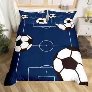 Football Quilt Cover,Soccer Ball Pattern Sports Theme Luxury Bedroom Decor Duvet Cover,Breathable Football Court Bedspread Cover,No Comforter