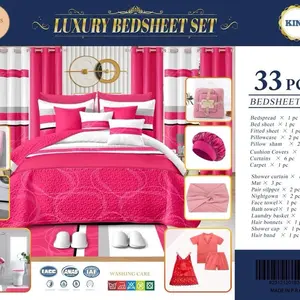 Luxury 33 Pieces Bedsheets Sets with Pillowcases, Cushions, and Additional Accessories