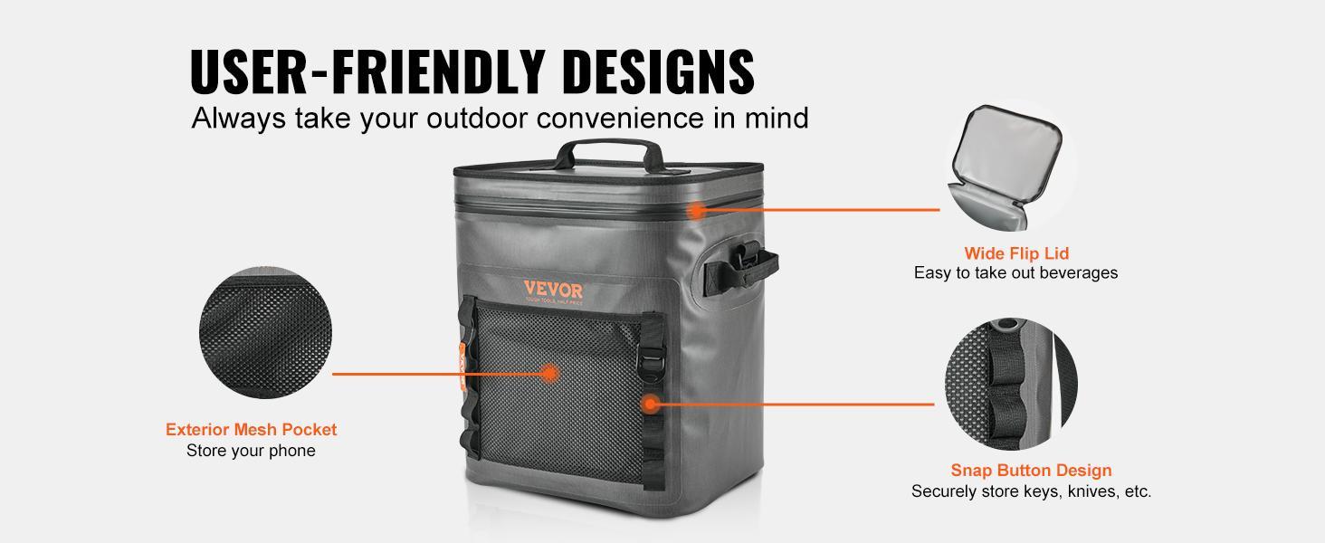 VEVOR Soft Lunchbox Cooler Bag, TikTokShopBlackFriday, Max 30 Cans Soft Sided Cooler Bag Leakproof with Zipper, Waterproof Soft Cooler Insulated Bag, Lightweight & Portable Collapsible Cooler for Beach, Hiking, Picnic, Camping, Travel