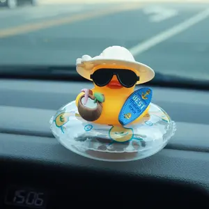 Tropical Beach Duck Car Dashboard Decoration, Fashion Glasses, Non-Slip Base, Adhesive Pad, Cute Duck, Car Interior Accessories