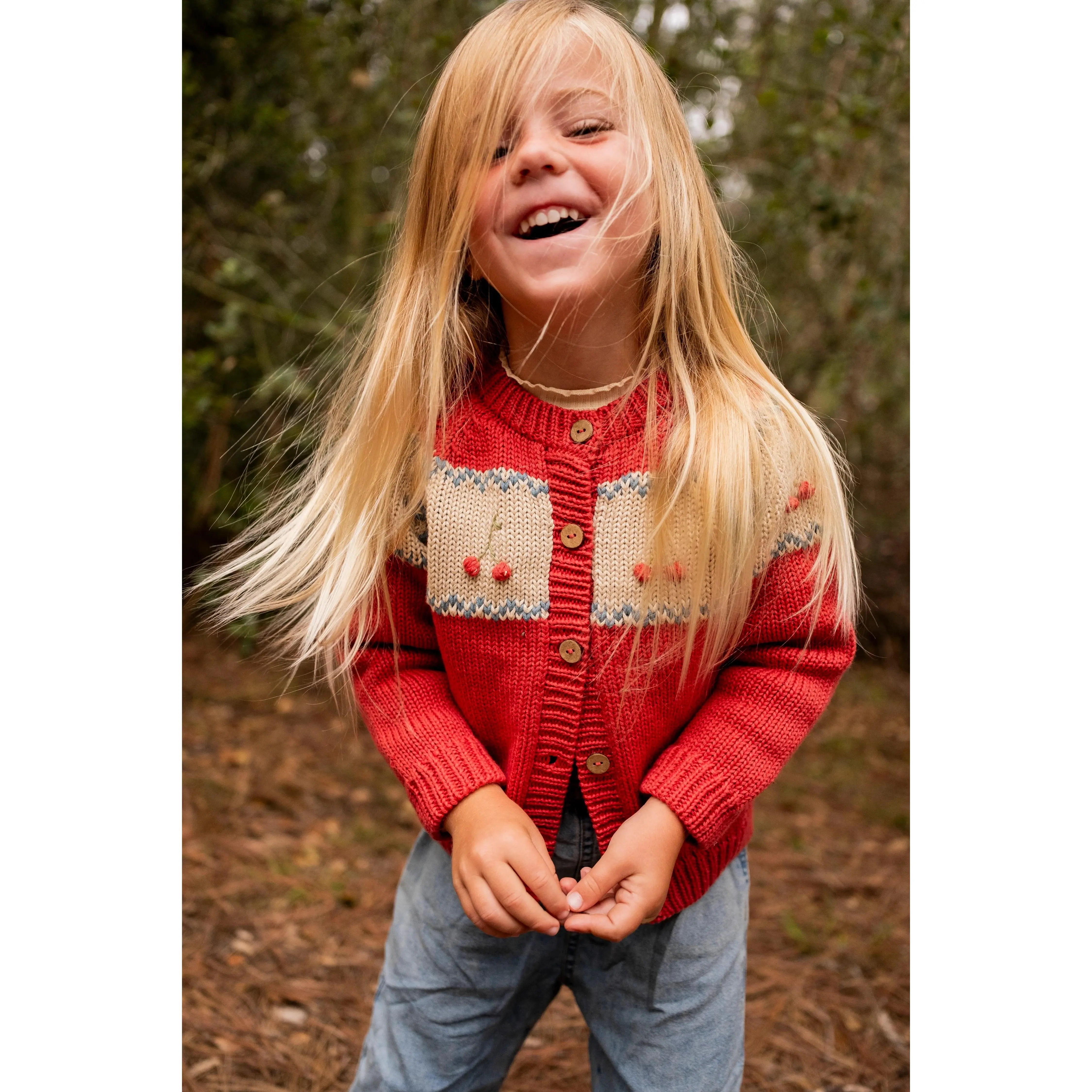 カーディガン Cherry labels decoupage cardigan Cherry labels decoupage cardigan