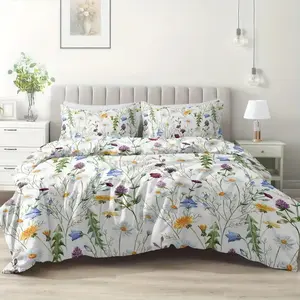 3 Piece Floral Down Comforter Set, 100% Polyester Bedding, Decorative Bedding Set, Soft Breathable, Perfect for Bedroom Decor, Easy Care
