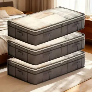 3-Pack Heavy Duty Foldable Storage Bins 90L/125L Black Stripe Organizers for Underbed, Closet & Seasonal Items | The Ultimate Space-Saving & Holiday Gift Solution