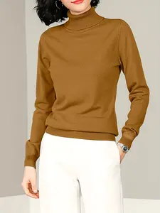High Neck Women's Sweater Base Layer, Thickened Fall Winter New Inner Wear, Slim Fit Fitted Long Sleeve Knit Top, Casual Fashion, Knitwear