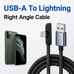 12W Right Angle Lightning Cable 90 Degree Gaming Charger Cord Braided Durable Cable Compatible with iPhone 11/11 Pro Max/XR/XS Max/X/8 7 6s Plus, Heavy Duty Play While Charging No Block Hand, 3.3FT 6.6FT