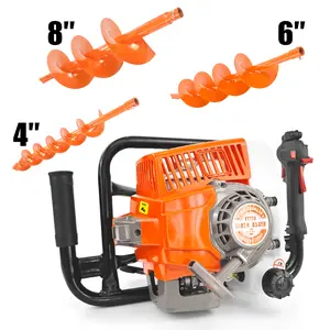 NEOTEC 72CC 2-Stroke Gas Powered Earth Auger Post Fence Hole Digger Equipped with multiple sizes of drill bit combinations, Petrol Drill Borer for Garden & Lawn, Digging