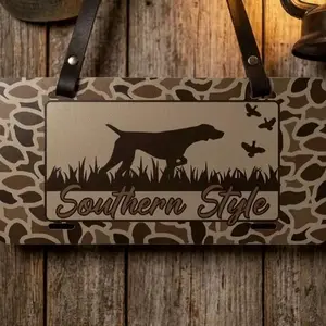 Old School Camo License Plate, "Southern Style" Pointer, Quail Hunting Aluminum License Plate, 12×6 License Plate, US Standard Car Plate, Front License Plate 4 Pre-Drilled Holes