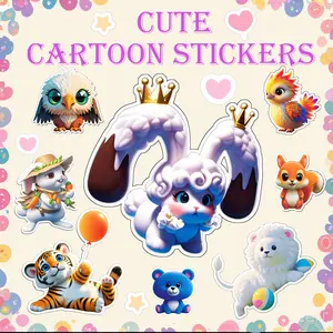 Cartoon Theme 15 Pieces Waterproof Stickers Funny Decals for Laptops & Helmets Cute Insects Design Adhesive Stickers Pack