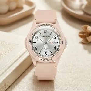 Men's Sport Watch 50M Waterproof Analog Quartz Wristwatch with Soft Silicone Band Day Date Display Casual Fashion Outdoor Watch