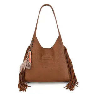 Wrangler Fringe Floral Tooled Hobo Bag