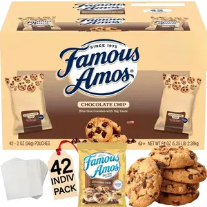 Famous Amos Chocolate Chip Cookies 42 Indiv Pack 2oz Bags Bite Size Snacks for Vending & On The Go