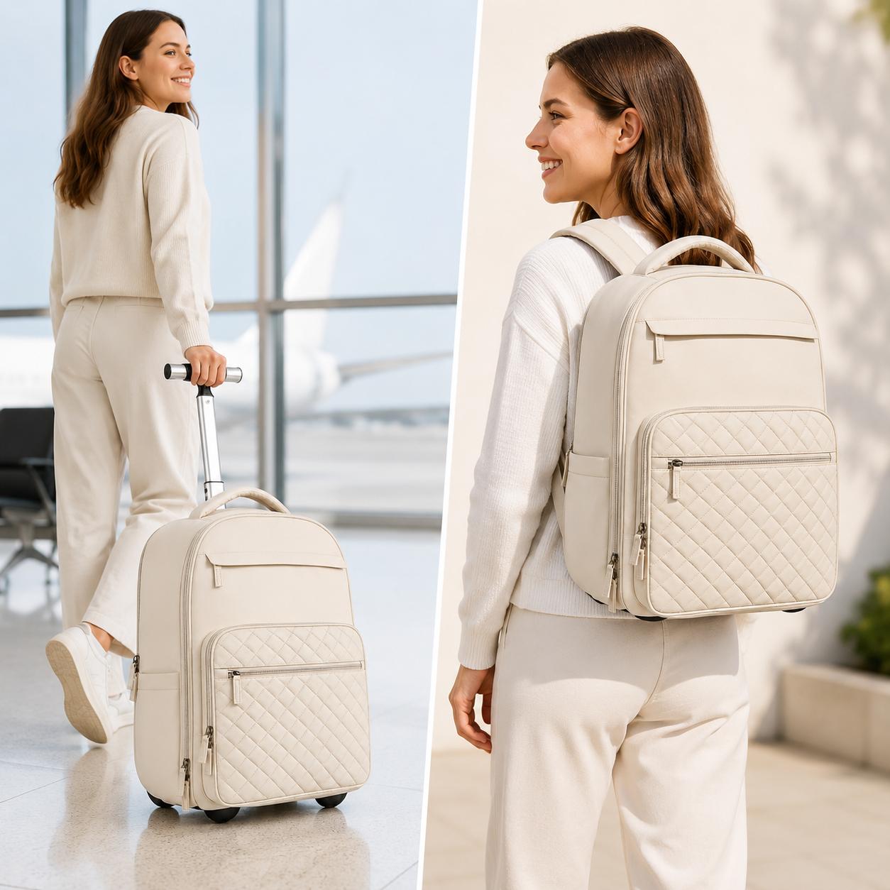 2-in-1 Large-capacity travel wheeled backpack with extendable handle and wheels; suitable for women and men; an ideal suitcase for travel and business trips, and a great graduation gift for yourself and colleagues. memorial