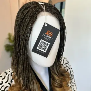 Empiric Style French Curls Box Braid Synthetic Wig Full Lace Closure 5x5 Veralux Fiber 12 Inches Natural Black Peekaboo Brown