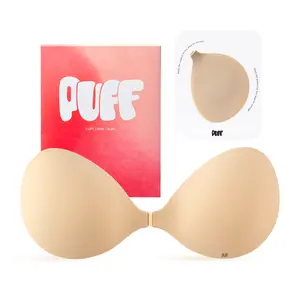 Puff No.1 Push-up Sticky Bra – Waterproof & Sweat-proof,  Portable, Reusable, Washable, Essential for Travel Women's Wear with Storage Board & Replaceable Adhesive Pads