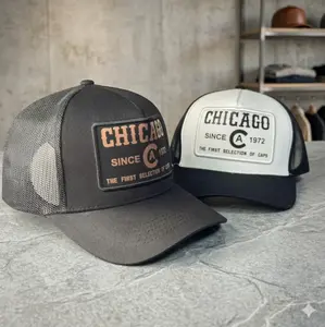 Chicago Trucker Cap Men Women – Mesh Back Baseball Hat Adjustable, Vintage Patch Casual Streetwear Snapback Cap Unisex