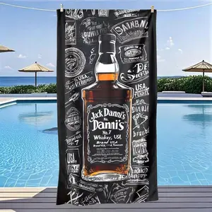 Jack Daniel's Vintage Graffiti Design Beach Towel, Quick-Dry Ultra-Soft Polyester Fiber, Multi-Purpose Yoga Travel Swimming Camping, Large Size