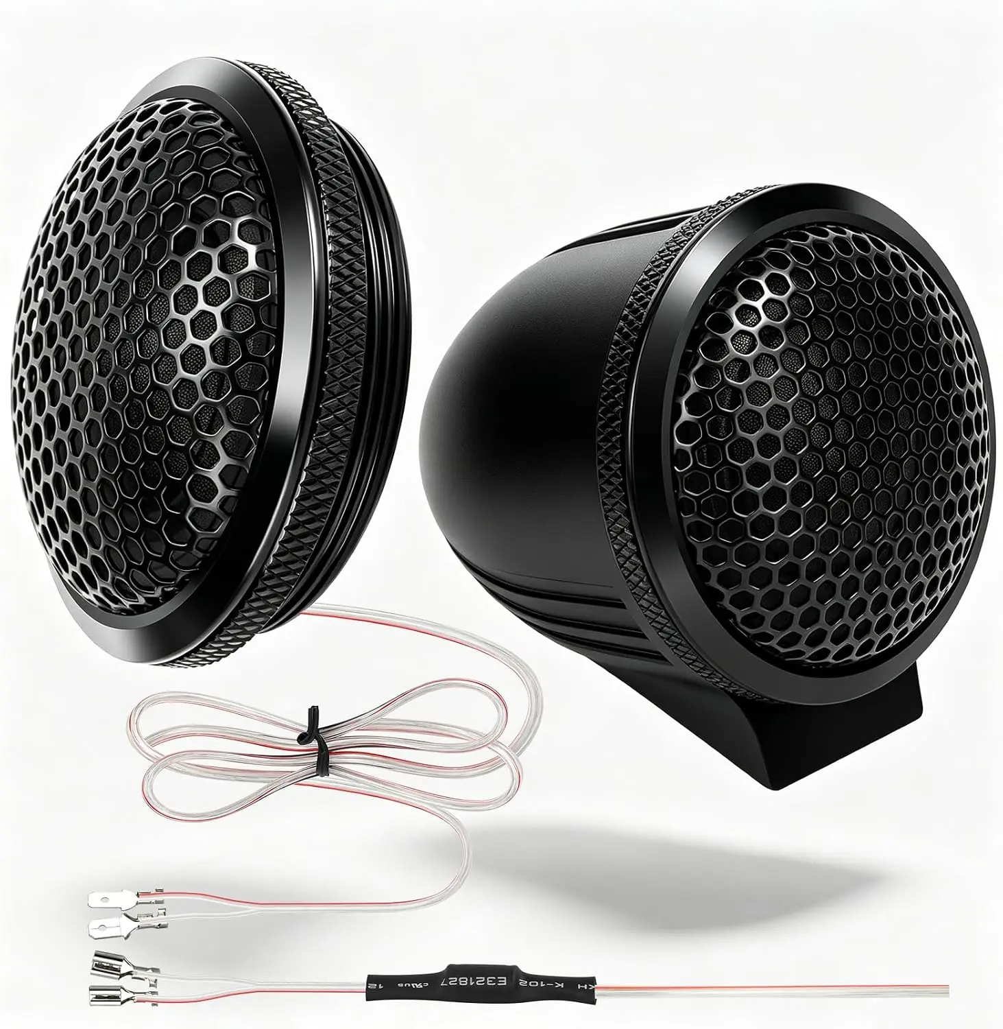Upgraded 1-Inch Car Tweeters – 240W Neodymium Silk Dome High-Frequency Super Tweeters with Built-in Crossover & Bass Blocker – 4-Ohm, Flush/Surface Mount Kit for Crisp Highs – Easy Install Black