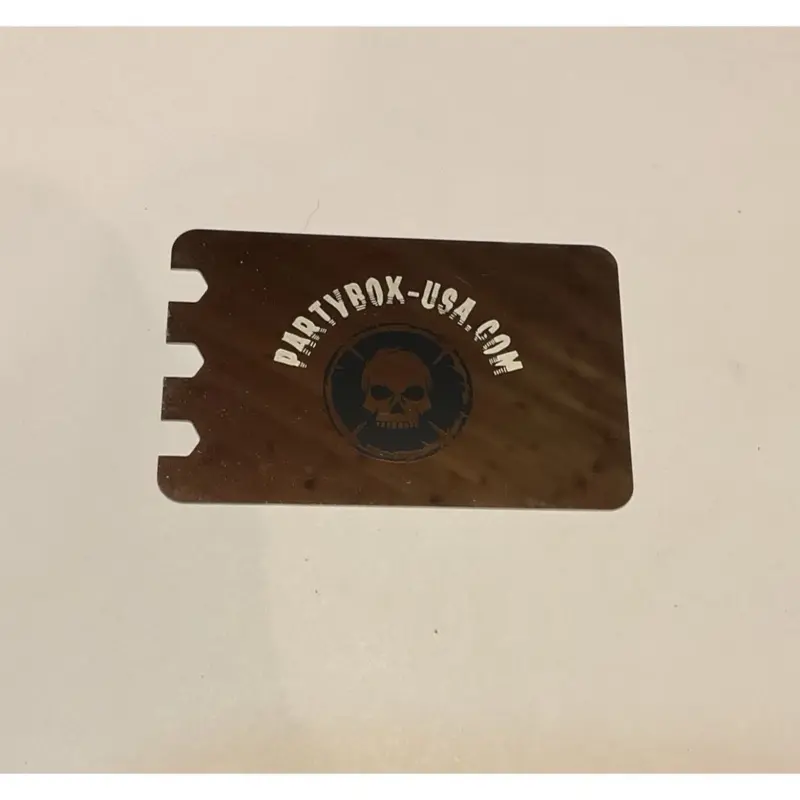 PartyBox-USA Mirrored Grooves Edge Metal Crush Card Snuff Tool Fits in Wallet