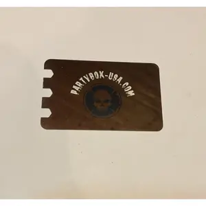 PartyBox-USA Mirrored Grooves Edge Metal Crush Card Snuff Tool Fits in Wallet