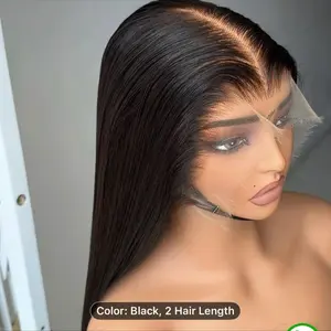 Ally’s Store Human Hair Lace Wigs - Black Color, 2 Hair Length, Natural Look, High-Quality Material, Perfect for Daily Use