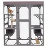 Aivituvin Large Solid Enclosed Walk-In Catio - 5-Level Outdoor Cat Playpen Furniture with Left/Right Scratching Post, Hammock, Vertical Scratcher, 64.2" Tall Wire Mesh Access Door, Ergonomically Friendly, Nontoxic Material, Grey Porch Pet Supplies