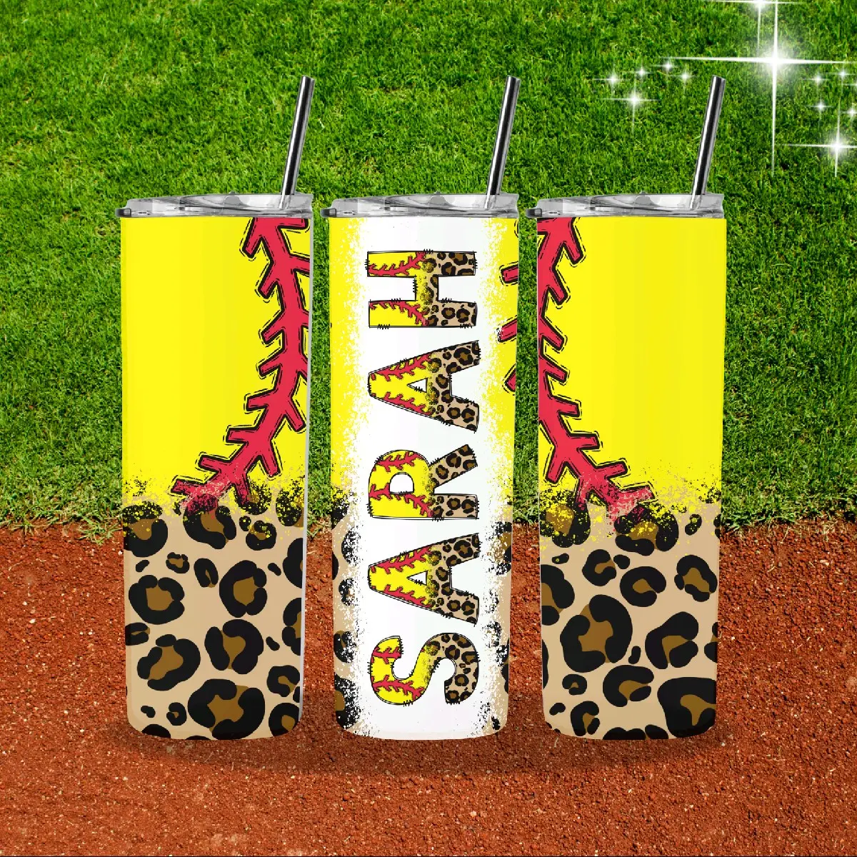 Custom Cheetah Softball Tumbler! 20oz! Bottle Cup