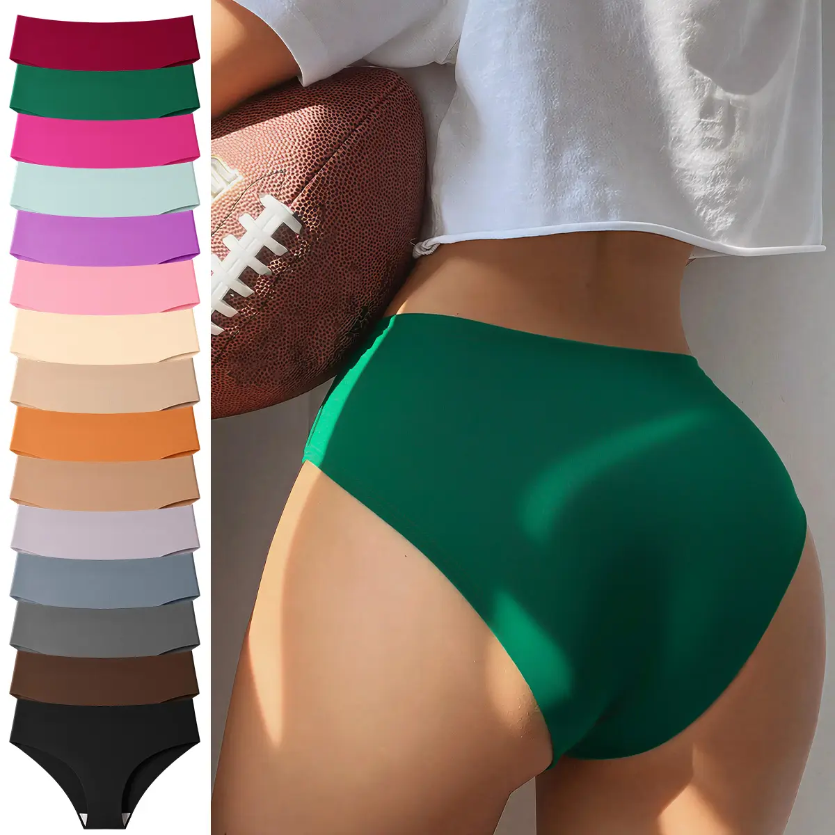 Hotcom Women's Basic Panties - 4/5/6/7/8/10/15 Pieces, Solid Color Minimalist Drop Waist, Smooth Fit Cute Seamless Breathable Knickers, Everyday All-Season Lady Underwear summerwins,