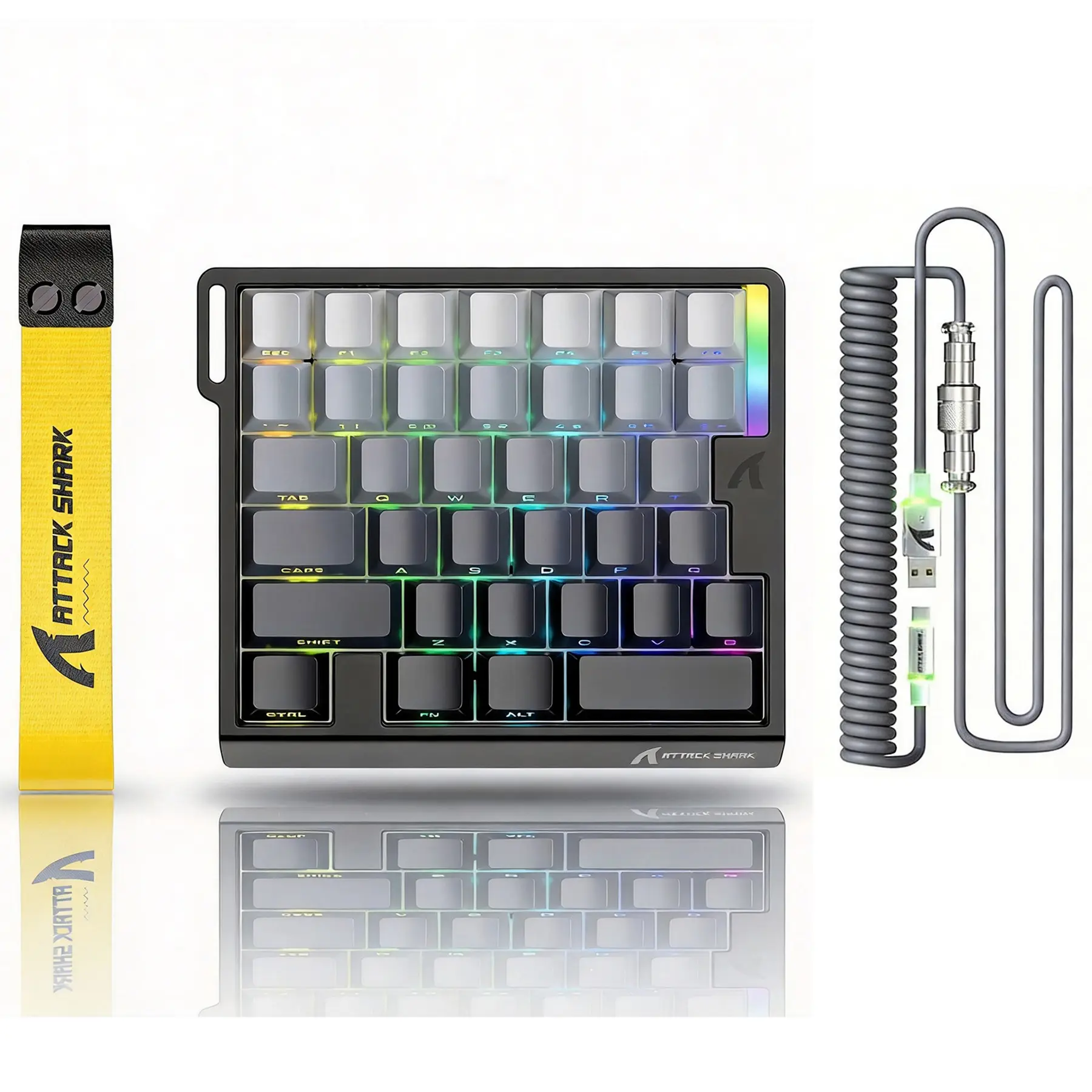 Attack Shark M36HE 8K Wired Custom High-end Gateron Magnetic Amber Switch Keyboard, 0.01mm RT Precision, 160,000-color Lighting, 22 RGB Light Effects, Esports-grade Typing Feel, Supports Adjustable Actuation & Snap Tap Function, Comes with Coiled Cable,