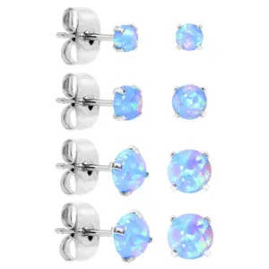 OIDEA Opal Stud Earrings with Tiny Round Opal Accent, 316L Stainless Steel and Opal Stone Jewelry for Women, Subtle Daily Sparkle