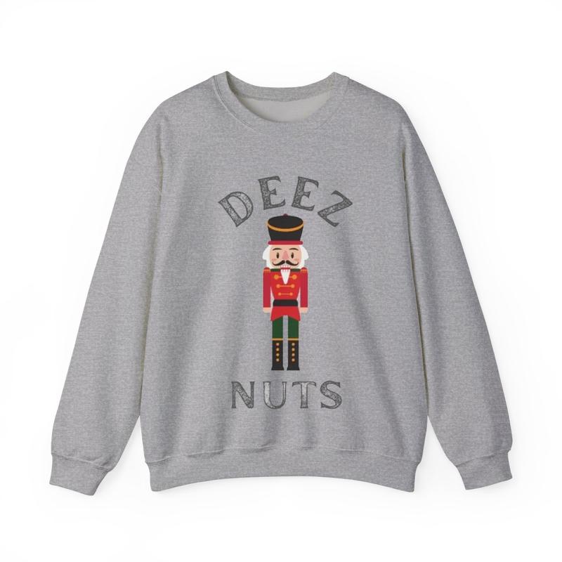 Funny Christmas Deez Nuts Nutcracker T-Shirt Sweatshirt Cotton Collar Fabric Unisex Man Woman Casual Menswear Top