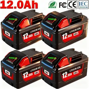 battery suitable 18V 12.0Ah Battery for AllMilwaukee M18 Cordless Power Tools Lithium-lon Battery Compatible with Milwaukee M18Battery 48-11-1850 48-11-1852 48-11-1850R48-11-1840