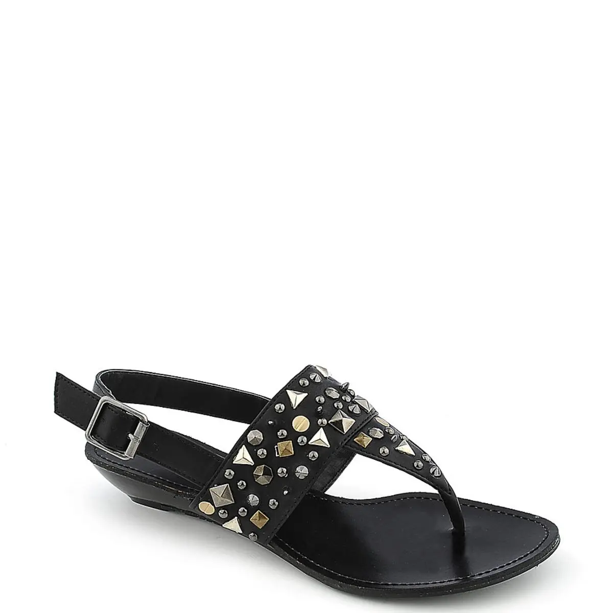 Dalinda-01 Black White dress sandal thong wedge