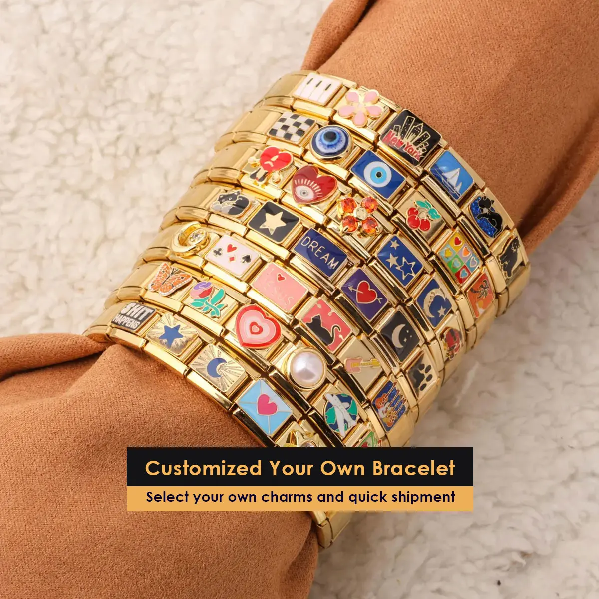 Stainless Steel Italian Charm Bracelet Customized Charms for Couples/Women/Men,Italian Charm Bracelets for His & Hers Matching Jewelry Gifts