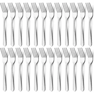 24 Pieces Dinner Forks Set, 8.2-Inch Stainless Steel Forks Silverware, Flatware Salad Forks For Home, Kitchen Or Restaurant-Mirror Polished, Dishwasher Safe