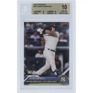 Jasson Dominguez New York Yankees 2023 Topps Now 1st HR at Yankee Stadium #827 BGS Authenticated 10 Rookie Card - 10,10,10,9.5 Subgrades
