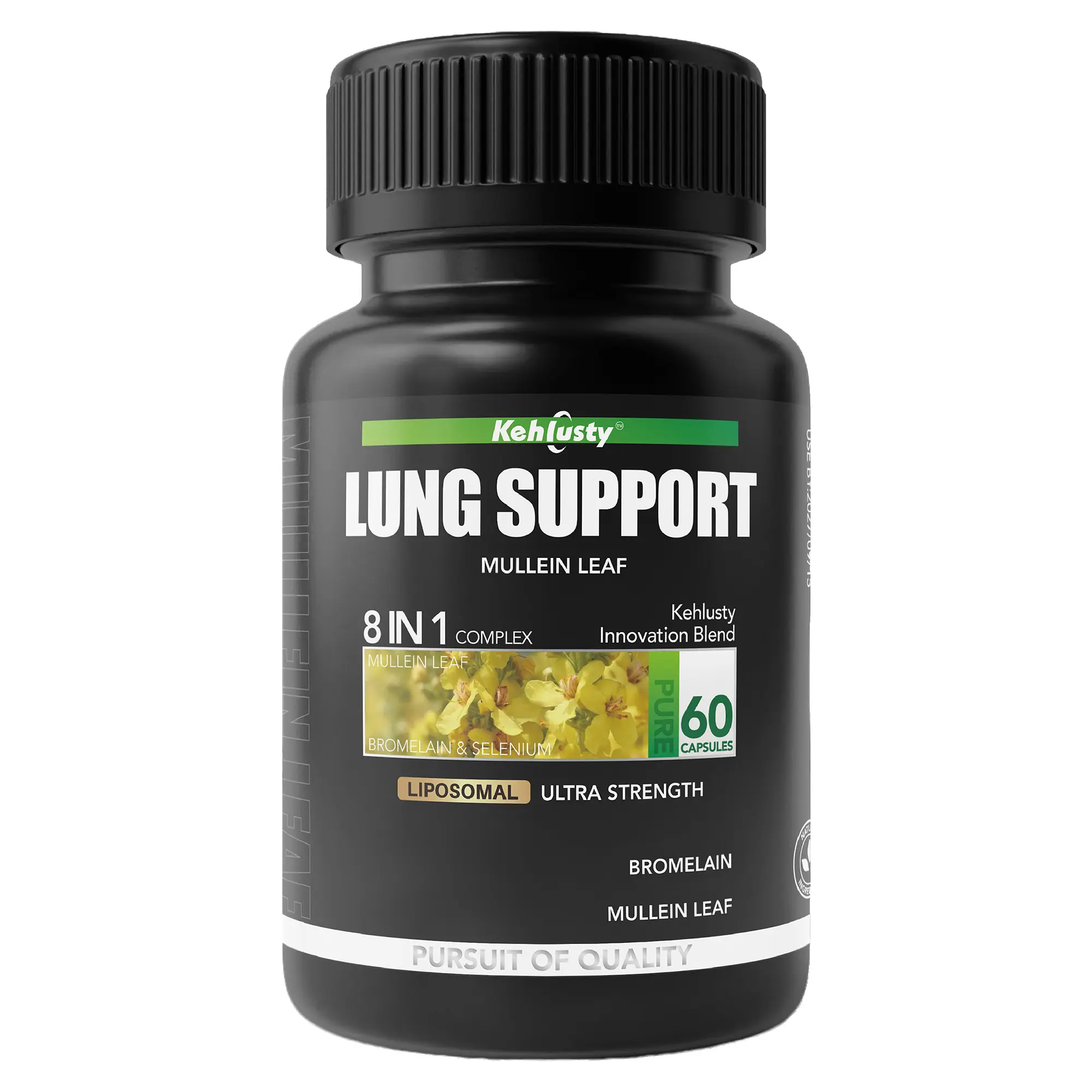 Natural Supplements Fitness Healthcare Capsules - Mullein Leaf Extract with Bromelain, Quercetin, Lactose-Free Lung & Respiratory Support for City Dwellers, 60 Count